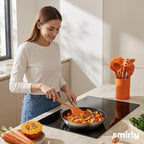 Silicone Kitchen Utensils Set & Holder: Cooking Utensils Set - Kitchen Essentials for New Home & 1st Apartment- Silicone Spatula Set, Cooking Spoons for Nonstick Cookware (Acacia Wood, Oange)