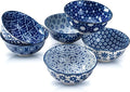 AntoKueh Blue and White Ceramic Bowls Set of 6, 4.7in Small Dessert bowl 10 oz for ice cream, Snack, Porcelain bowl for Dipping,Dishwasher/Microwave safe