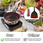 TeamFar Silicone Cooking Utensils Set, 5-Piece Heat Resistant Kitchen Utensils Set, Nonstick Slotted Solid Spoon Turner Pasta Server for Frying, Serving, Mixing, Non-Toxic & Dishwasher Safe, Black