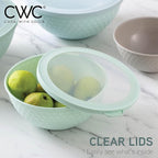 COOK WITH COLOR Mixing Bowls with Lids - 12 Piece Plastic Nesting Bowls Set includes 6 Prep Bowls and 6 Lids, Microwave Safe Mixing Bowl Set, Mint Embossed