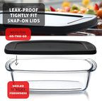 EATEX Glass Bread Pans for Homemade Bread Baking, 1.9 Quart Deep Rectangular Glass Food Storage Containers with Lids BPA Free Microwave Oven & Freezer Safe - 6 Bread Loaf Pans 6 Airtight Lids Black