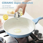 SENSARTE Nonstick Ceramic Frying Pan 12.5-Inch, Healthy Non Toxic Skillet, Induction Compatible Omelet Pan with Heat Resistant Handle, PFAS-Free, Blue