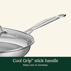 Cuisinart 12 Inch Skillet with Glass Cover, Chef's Classic Collection, 722-30G