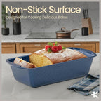 Nonstick Loaf Pan Set Pack of 2, 10.2" & 11" Large Baking Bread Pan, Oven Safe Up to 450°F, PFOA, PFOS, PTFE Free, Space Saving Stackable Design, Stain Resistant, Dishwasher Friendly, Blue Marble