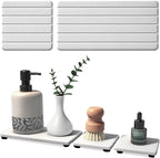 3PCS Stone Drying Tray, Stones Soap Trays, Water Absorbing Stone Tray for Sink, Fast Dry Diatomite Stones Mat, Used for Hand Soaps,Sponge,Toothbrush Holder in Bathroom Counter and Kitchen Sinks