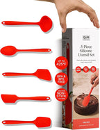 GIR 5-Piece Silicone Kitchen Utensils Set, Non-Toxic Cooking Utensils for Cooking and Baking, Heat Resistant, Food Grade, Dishwasher Safe Rubber Spatula, Ladle, Spoon - Fire Red