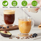 Set of 4 Clear Glass Coffee Mugs,16 OZ Large Beer Cups,Diner Coffee Cup with Handle for Hot Beverages,Tea, Cappuccino, Latte, Espresso, Juice Mothers Men and Women Gifts