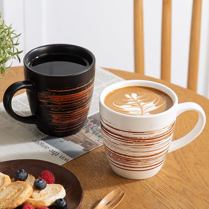 YUN TAO 16 oz Coffee Mugs Set of 4, Large Ceramic Multipurpose Cups with Big Handle, Ideal for Latte, Tea, Hot Chocolate and Matcha, Dishwasher Safe, Gift Set for Home & Office