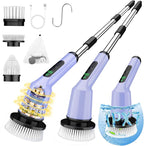 Electric Spin Scrubber for Cleaning Bathroom, Shower Scrubber Rotary Floor Brushes with IPX7 Waterproof & 2 Speed, 3 Brush Heads, Bathroom Cleaning Supplies for Shower Tub Tile Toilet Purple