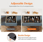 Lifewit Utensil Organizer for Kitchen Drawers, Expandable Cooking Utensil Tray, Adjustable Cutlery Silverware Flatware Holder, Plastic Spatula Tools Storage Divider, 18- 30 x 18.5", Black