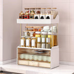 caktraie 2 Pack Bathroom Organizers and Storage - 3 Drawers 2 Tier Makeup Organizer, Cosmetic Storage Drawer for Dresser Countertop and Bathroom Vanity for Large Skincare, Perfume, Amber