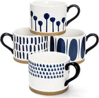 SOUJOY Set of 4 Large Ceramic Coffee Mugs, 15 Oz Hand Painted Coffee Cups with Handles, Vintage Glazed Porcelain Soup Mugs for Tea, Hot or Cold Drinks, Best Gifts for Birthday, Thanksgiving, Christmas
