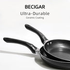 8pcs Black Ceramic Pots and Pans Set, Cooking Pan Set,Cooking Pot Set Ceramic Pan Set, Nonstick Cookware Set, Induction Safe Kitchen Cooking Set with Frying Pans, Saucepans, shovel and Ladle