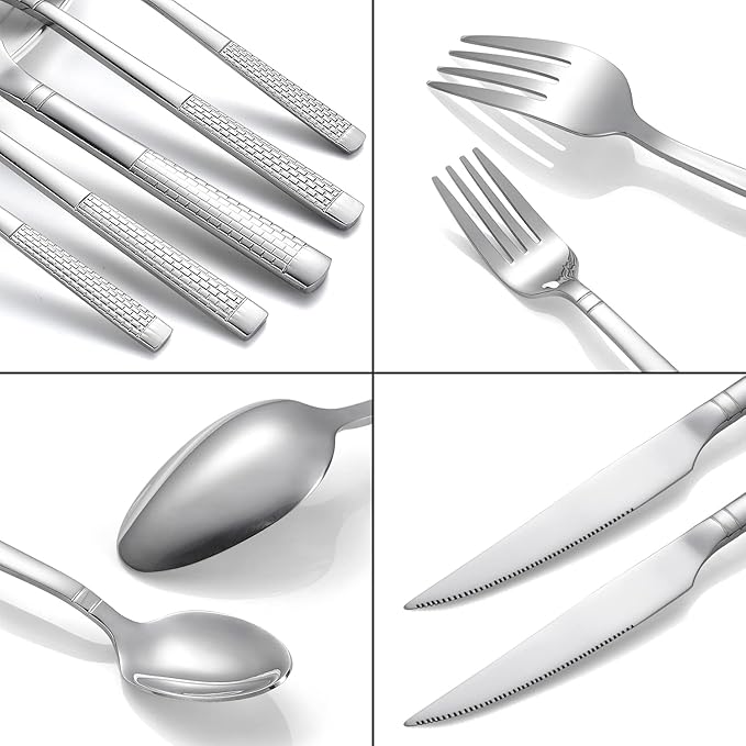 Silverware Set 20-Piece Stainless Steel Flatware Set for 4 Cutlery Utensil Sets Includes Forks Spoons Knives for Home Restaurant Hotel