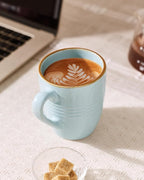 famiware Jupiter Coffee Mugs Set of 4, 14 OZ Coffee Mug, Microwave and Dishwasher Safe, Coffee Cups with Handle for Coffee, Tea, Cocoa, Milk, Light Blue (Pack of 2)
