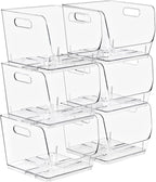 Sorbus Stackable Storage Bins Open Front, Clear Stackable Storage Bins, Pantry Bins for Storage and Organization, Acrylic Stackable Bins for Kitchen, Clear Pantry Organizer Bins (Medium Square 6 Pack)