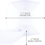 PLASTICPRO Disposable 32 ounce Square Serving Bowls, Party Snack or Salad Bowl, Medium Plastic Elegant White Pack of 4