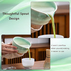 Japanese Matcha Set, Matcha Bowl with Spout, Matcha Whisk and Holder, Bamboo Matcha Scoop and Stainless Steel Sifter - 5 Pcs Gradient Green Matcha Kit for Matcha Lover