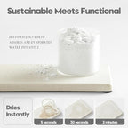 Razborci 3PCS Bathroom Sink Vanity Trays, Quick Stone Drying Mat Dish Soap Dispenser Sponge Holder for Kitchen Counter, Diatomaceous Earth Water Absorbing Caddy Organizer, Beige