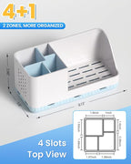 Toothbrush Holders for Bathroom Counter - Detachable Bathroom Organizer and Storage Electric Toothbrush and Toothpaste Holder, Bathroom Decor Accessories for Countertop, Shower, Sink