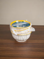 Yeacccng Bohemian Cereal Bowls Set of 4, 27 Oz Ribbed Exterior Ceramic Bowls, 6.14 Inch Lead-Free Scratch-Resistant for Soup/Cereal/Oatmeal/Pasta/Fruit, Dishwasher & Microwave Safe