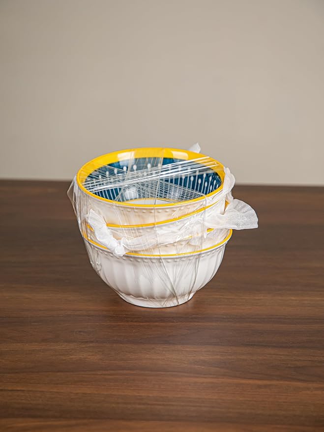 Yeacccng Bohemian Cereal Bowls Set of 4, 27 Oz Ribbed Exterior Ceramic Bowls, 6.14 Inch Lead-Free Scratch-Resistant for Soup/Cereal/Oatmeal/Pasta/Fruit, Dishwasher & Microwave Safe