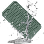 ZLR Silicone Sponge Holder & Sink Caddy Tray (6" x 12") - Narrow Dish Drying Mat for Kitchen Counter - Waterproof Soap Dispenser Organizer, Non-Slip Bathroom Vanity Tray (Dark Green)