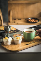 YHOSSEUN 11 Oz Coffee Mugs with Rack and Metal Spoon - Christmas Coffee Cups with Stand for Espresso, Latte, Cappuccino - Ceramic Tea Cup Demitasse Cups Set of 4 for Coffee Time, Green