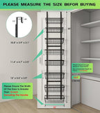 12 Inch Wide Narrow Over The Door Pantry Organizer, Pantry Organization and Storage, Black 8-Tier Metal Hanging Deep Basket Wall Spice Rack Seasoning Shelves, Home & Kitchen Essentials