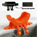 Cute Hanging Sponge Holder with Drainage,3D Printed Kitchen Funny Sponge Stand for Sink,with non-slip pads,Suitable for Scrub Daddy Holder,Keeps Your Sponge Dry Smiling (Orange)