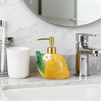 RQYIXI 17 OZ Lemon Ceramic Soap Dispenser with ABS Pump,Refillable Liquid Bathroom soap Dispenser for Lotion ,Body Wash ,Cute Kitchen Soap Dispenser for Dish Soap,Hand Soap