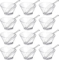Sawysine 24 Pcs Plastic Clear Serving Bowls with Kitchen Plastic Scoops Salad Serving Bowls Popcorn Scoops Angled Candy Container for Salad Cooking Parties, 210 ml