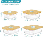 Vtopmart Glass Food Storage Containers with Bamboo Lids, 4 Pack Meal Prep Glass Containers Safe for Microwave, Oven, Freezer and Dishwasher, BPA Free