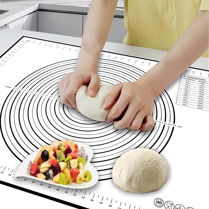 Silicone Baking Mat,32x24" Extra Large Pastry Mat for Rolling Dough Kneading Sourdough Bread Baking Supplies Black 0.45mmT