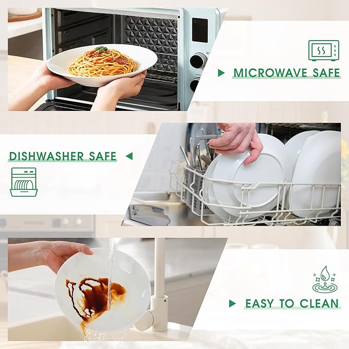 Bone China Pasta Bowls Set of 4, 23.5oz Soup Bowls White Salad Bowl, 8 inch Pasta Bowls Lightweight Wide Shallow Kitchen Plates for Serving Dinner - Microwave Dishwasher Safe, Kitchen Gifts