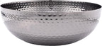 Round Hammered Metal Bowl, Oxidized Silver