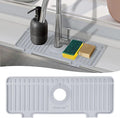 Amerner Kitchen Sink Splash Guard, Silicone Faucet Guard & Draining Mat, 10° Large Slope Sink Faucet Mat Splash Guard, Bathroom Sink Organizer, Kitchen Sink Accessories Gadgets, 14.2” x 5.1”, Gray