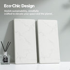 2PCS 10"x 5" Large Bathroom Sink Vanity Trays, Water Absorbing Diatomite Stone Quick Drying Mat for Kitchen Counter, Dish Rack Dispensers Sponge Holder Caddy Organizer, Marble White, 10"x 5"