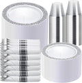 WELLIFE 700 Pieces Silver Disposable Plastic Dinnerware, Includes:100 Dinner Plates, 100 Dessert Plates, 100 Cups, 400 Pre Rolled Napkins with Silver Cutlery