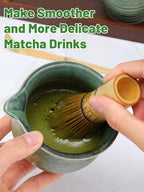 Matcha Whisk Set with Bamboo Tray - Bowl with Spout, Whisk and Holder, Bamboo Scoop, Sifter, Japanese Matcha Kit Tea Ceremony Gift for Women