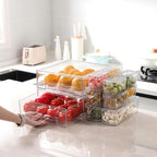 YINGRACE 10 Pack Fridge Organizer Bins, Stackable Refrigerator Organizers and Storage, With a Pull-out Large Drawer, BPA-Free Clear Containers For Fruit, Vegetable, Drinks