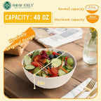 Homienly Wheat Straw Bowls for Kitchen, Bowl Set with Unique Texture 6 PCS, 40 OZ Large Capacity Bowls for Salad, Cereal, Soup, Popcorn, Ramen, Microwave and Dishwaher Safe, Outdoor Safe - Beige