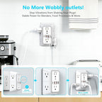 JcBlaon Multi Plug Outlet Surge Protector, Wall Charger with 6 Outlet Splitter with 4 USB Ports(PD 20W), 3-Sided 1050J Surge Protector Power Strip for Home Office Dorm Room Essentials