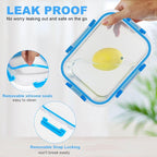 30 Pieces Glass Food Storage Containers, Meal Prep Set with Snap Locking Lids, Airtight lunch Containers, BPA-Free, Microwave, Oven, Freezer & Dishwasher Friendly,Blue