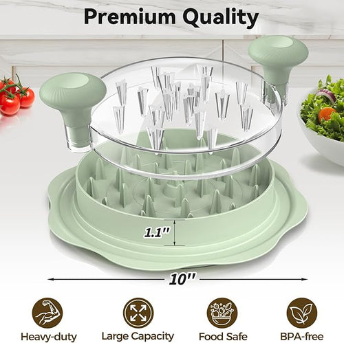 10" Pro Chicken Shredder Tool Twist Large for Kitchen, BPA-Free Food-Safe Meat Grinder, Visible Chicken Breast Meat Shredder with Strong Anti-Slip Bottom & Ergonomic Handle, Green