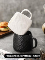 Ceramic Rock-Textured Coffee Mugs Gift Set, 17 oz Mug Set of 4, Large Capacity Coffee Cup Set Tea Cup tazas para café Big Stoneware Mug for Latte, Hot Chocolate, Cocoa, Cappuccino