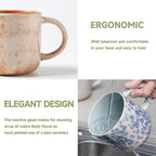 MONITO 12 OZ Coffee Mugs Set of 4, Modern Ceramic Coffee Mugs Set with handle for Tea/Latte/Cappuccino/Milk/Cocoa.