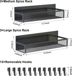 Magnetic Spice Rack for Refrigerator, 6 Pack Magnetic Shelf, Fridge Magnet Organizer with Moveable 12 Hooks, Magnetic Fridge Shelf for Kitchen Organization and Storage (6 Pack)