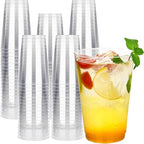 RACETOP 14oz Clear Plastic Cups, 100 Pack Disposable Party Cup, Heavy Duty Disposable Glasses, Disposable Cups for Party, Thanksgiving, Wine Taesting, Birthday and Christmas.