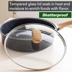 Nonstick Deep Frying Pan with Lid, 3.5 QT Swiss Granite Coating Sauté Pan, 10 Inch Healthy Non Stick Skillet Cooking Pan with Stay Cool Handles, PFOA Free, Induction Ready.